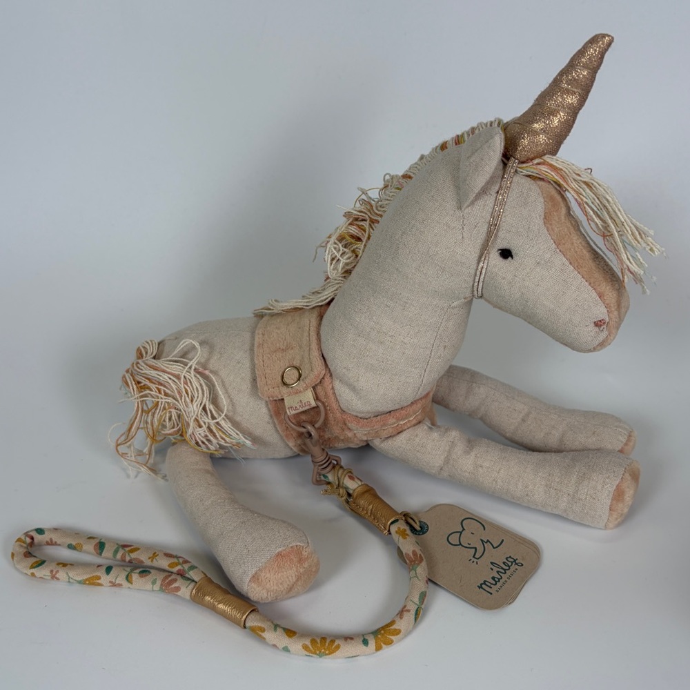 NWT Maileg RETIRED Unicorn With Leash Removable Horn Horse Pony Plush Toy‎